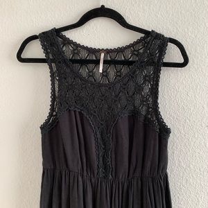 Free People Black Embroidered Mini Dress
